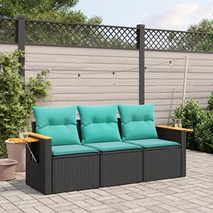 Maison exclusive - salon de jardin 3 pcs avec coussins noir résine tressée