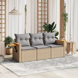 Maison exclusive - salon de jardin avec coussins 3 pcs beige résine tressée