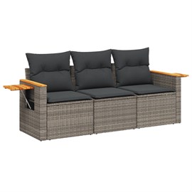 Maison exclusive - salon de jardin avec coussins 3 pcs gris résine tressée