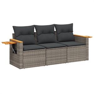 Maison exclusive - salon de jardin avec coussins 3 pcs gris résine tressée
