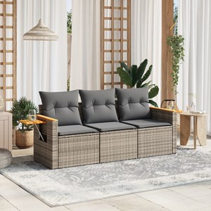 Maison exclusive - salon de jardin avec coussins 3 pcs gris résine tressée