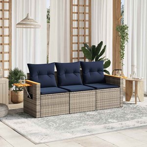 Maison exclusive - salon de jardin avec coussins 3 pcs gris résine tressée