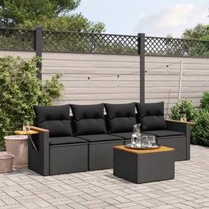 Maison exclusive - salon de jardin 5 pcs avec coussins noir résine tressée