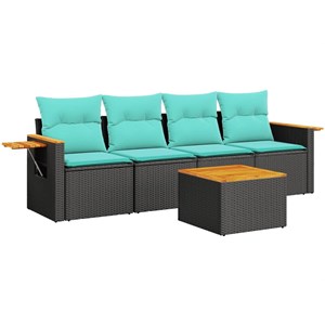 Maison exclusive - salon de jardin 5 pcs avec coussins noir résine tressée