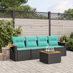 Maison exclusive - salon de jardin 5 pcs avec coussins noir résine tressée