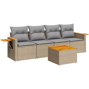 Maison exclusive - salon de jardin avec coussins 5 pcs beige résine tressée