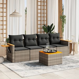 Maison exclusive - salon de jardin 5 pcs avec coussins gris résine tressée