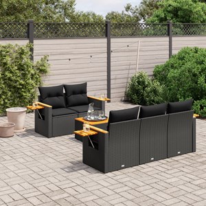 Maison exclusive - salon de jardin 6 pcs avec coussins noir résine tressée