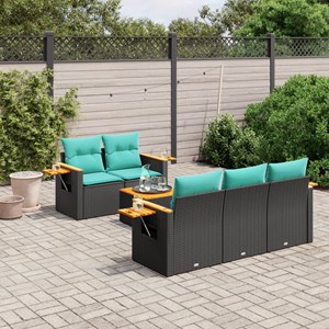 Maison exclusive - salon de jardin 6 pcs avec coussins noir résine tressée