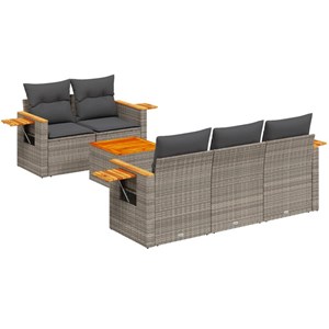 Maison exclusive - salon de jardin 6 pcs avec coussins gris résine tressée