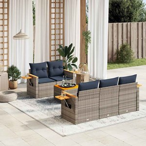 Maison exclusive - salon de jardin 6 pcs avec coussins gris résine tressée