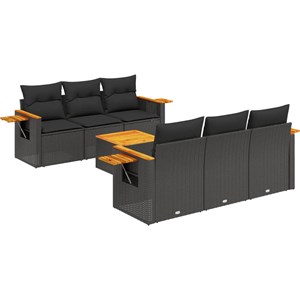 Maison exclusive - salon de jardin 7 pcs avec coussins noir résine tressée