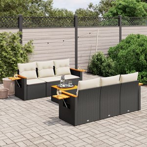 Maison exclusive - salon de jardin 7 pcs avec coussins noir résine tressée