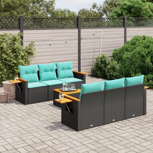 Maison exclusive - salon de jardin 7 pcs avec coussins noir résine tressée