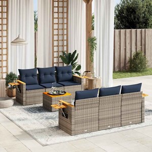Maison exclusive - salon de jardin 7 pcs avec coussins gris résine tressée