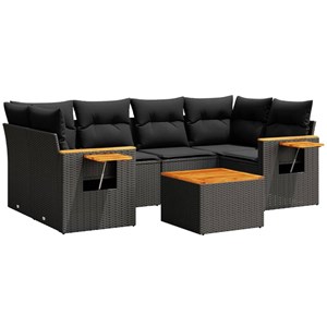 Maison exclusive - salon de jardin 7 pcs avec coussins noir résine tressée