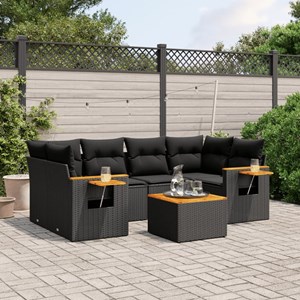 Maison exclusive - salon de jardin 7 pcs avec coussins noir résine tressée