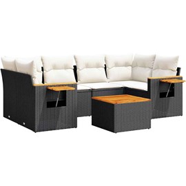 Maison exclusive - salon de jardin 7 pcs avec coussins noir résine tressée