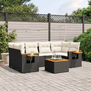 Maison exclusive - salon de jardin 7 pcs avec coussins noir résine tressée