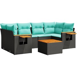 Maison exclusive - salon de jardin 7 pcs avec coussins noir résine tressée