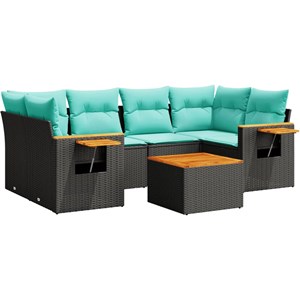 Maison exclusive - salon de jardin 7 pcs avec coussins noir résine tressée