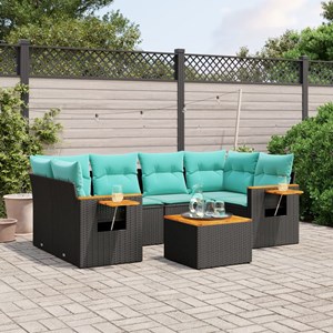 Maison exclusive - salon de jardin 7 pcs avec coussins noir résine tressée