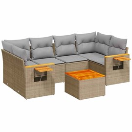 Maison exclusive - salon de jardin avec coussins 7 pcs beige résine tressée