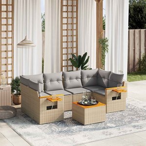 Maison exclusive - salon de jardin avec coussins 7 pcs beige résine tressée