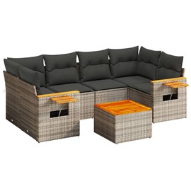 Maison exclusive - salon de jardin avec coussins 7 pcs gris résine tressée