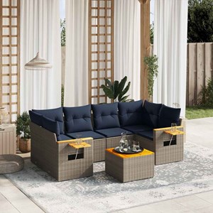 Maison exclusive - salon de jardin 7 pcs avec coussins gris résine tressée