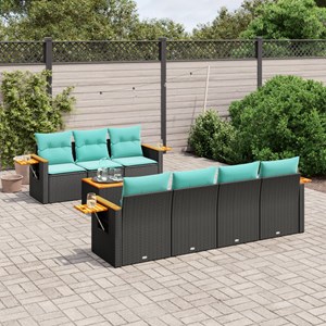 Maison exclusive - salon de jardin 8 pcs avec coussins noir résine tressée