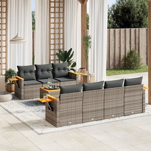 Maison exclusive - salon de jardin 8 pcs avec coussins gris résine tressée