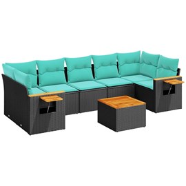 Maison exclusive - salon de jardin 8 pcs avec coussins noir résine tressée