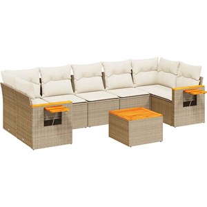 Maison exclusive - salon de jardin avec coussins 8 pcs beige résine tressée