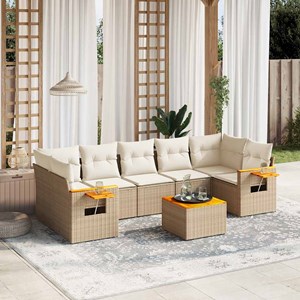 Maison exclusive - salon de jardin avec coussins 8 pcs beige résine tressée