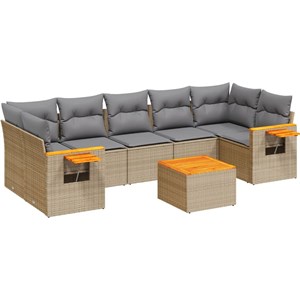 Maison exclusive - salon de jardin avec coussins 8 pcs beige résine tressée