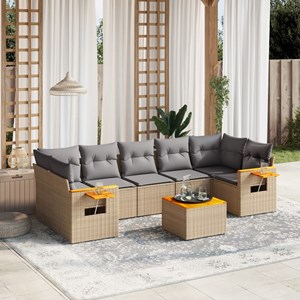 Maison exclusive - salon de jardin avec coussins 8 pcs beige résine tressée