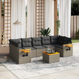Maison exclusive - salon de jardin 8 pcs avec coussins gris résine tressée