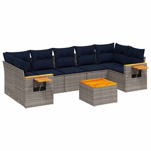 Maison exclusive - salon de jardin 8 pcs avec coussins gris résine tressée
