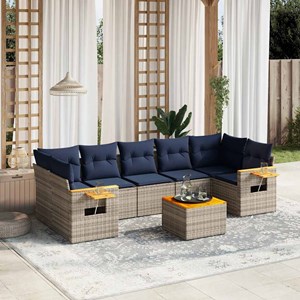 Maison exclusive - salon de jardin 8 pcs avec coussins gris résine tressée