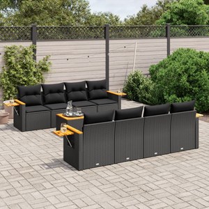 Maison exclusive - salon de jardin 9 pcs avec coussins noir résine tressée