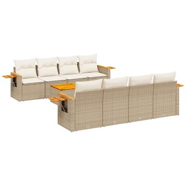 Maison exclusive - salon de jardin avec coussins 9 pcs beige résine tressée