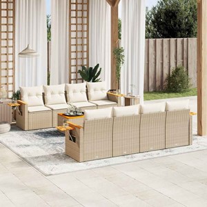 Maison exclusive - salon de jardin avec coussins 9 pcs beige résine tressée