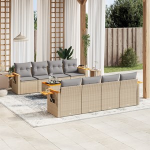 Maison exclusive - salon de jardin avec coussins 9 pcs beige résine tressée