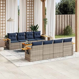 Maison exclusive - salon de jardin 9 pcs avec coussins gris résine tressée