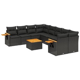 Maison exclusive - salon de jardin 9 pcs avec coussins noir résine tressée