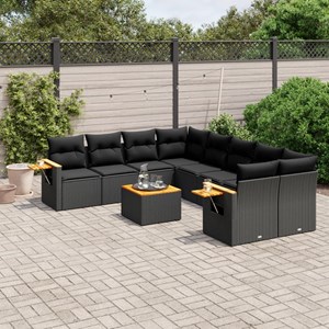 Maison exclusive - salon de jardin 9 pcs avec coussins noir résine tressée