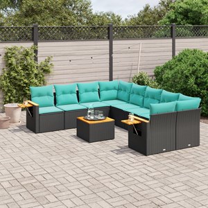 Maison exclusive - salon de jardin 9 pcs avec coussins noir résine tressée