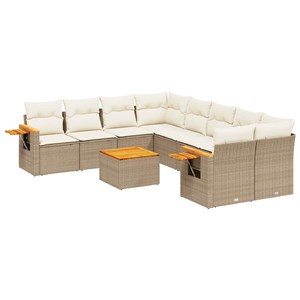 Maison exclusive - salon de jardin avec coussins 9 pcs beige résine tressée