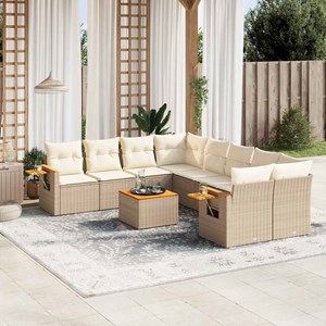 Maison exclusive - salon de jardin avec coussins 9 pcs beige résine tressée